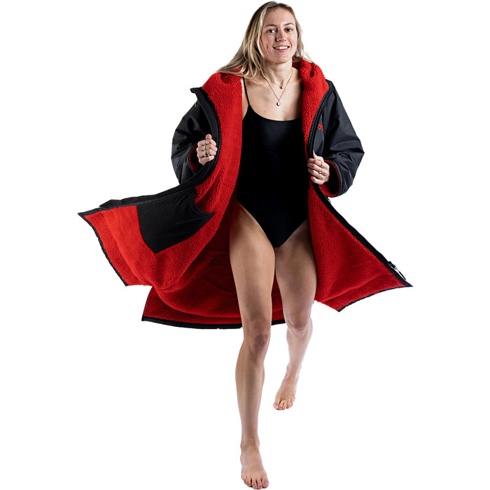 2024 Dryrobe Advance Long Sleeve Changing Robe V3 DALSV3 - Black / Red